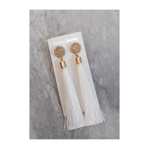 White tassel earrings
